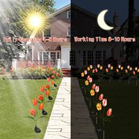 Lampes solaires de jardin en acier inoxydable de style farmhouse KAIOLED, lot de 2, LED blanc chaud, lampes à piquet étanches pour usage extérieur