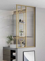 Paravent en fer forgé à longues lattes de verre, style influenceur, luxe léger, moderne et minimaliste, semi-transparent, pour salon, objet d'art