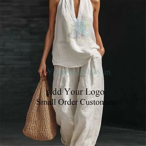 Conjunto de Blazer para Mujer, Chaleco sin Mangas con Cuello en V, Traje Informal de Lino de 2 Piezas, Conjunto de Chaleco y Pantalones, Ropa de Mujer - Product Image 2