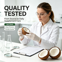 Capsules d'huile de coco pressée à froid naturelle, non OGM, sans gluten, végétaliennes, 100% d'ingrédients actifs purs