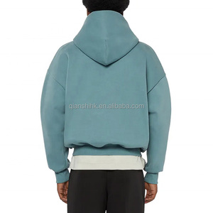 Sudadera con cremallera en blanco de algodón unisex, Sudadera con capucha de gran tamaño personalizada de 500g/m² - Product Image 3