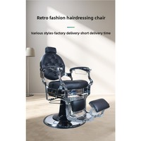 Fauteuil de barbier vintage haut de gamme en cuir avec pompe hydraulique professionnelle inclinable et réglable en hauteur pour salon de beauté
