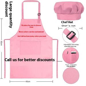 Wholesale Custom Logo <b>Kids</b> Adjustable Cotton Canvas Apron Hat Set Sublimation Kitchen Cleaning for <b>Painting</b> Children's - Product Image 6