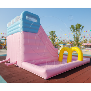 Toboggan aquatique gonflable <span class=keywords><strong>de</strong></span> couleur pastel <span class=keywords><strong>avec</strong></span> <span class=keywords><strong>piscine</strong></span> - Double voie, équipement <span class=keywords><strong>de</strong></span> jeu commercial en PVC pour enfants, <span class=keywords><strong>location</strong></span> pour fêtes d'été en plein air - Product Image 5