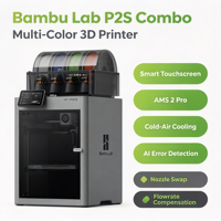 Printer 3D FDM Kecepatan Tinggi Multi Warna Auto Leveling Wifi Volume Cetak Besar Desktop Bambu Lab 3D Printer P2S Combo untuk Penggunaan di Rumah
