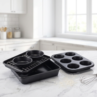 Kit de cuisson 6 pièces antiadhésif en acier au carbone pour muffins, plaque de cuisson rectangulaire, grille de refroidissement, ensemble de cuisson domestique pour four - Vente en gros