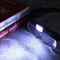 Rechargeable Head Magnifier Glasses Eyeglasses With 2 LED Lights and Detachable Lenses 1.5X 2.5X 3.5X 5X Magnifying Glasses