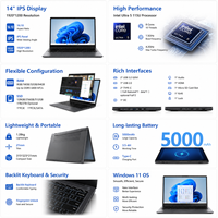 Ordinateur portable OEM personnalisé Intel Ultra 5 115U, 14 pouces, 1920x1200, Windows 11, clavier rétroéclairé, déverrouillage par empreinte digitale, ordinateur portable professionnel fin, en stock