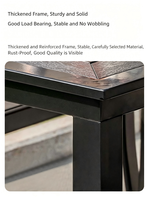 Ensemble de table à manger d'extérieur moderne avec structure en métal et plateau en bois plastique, 4 chaises, 120 cm de long, pour patio, jardin et hôtel