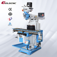 Fraiseuse à tourelle verticale GOLDCNC X4H de haute précision avec broche conique R8, tête de division, DRO et tête de fraisage à 45 degrés, garantie 3 ans