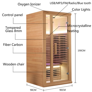 Sauna infrarouge de haute qualité en cèdre canadien pour 2 personnes, faible EMF, avec panneau - Product Image 2