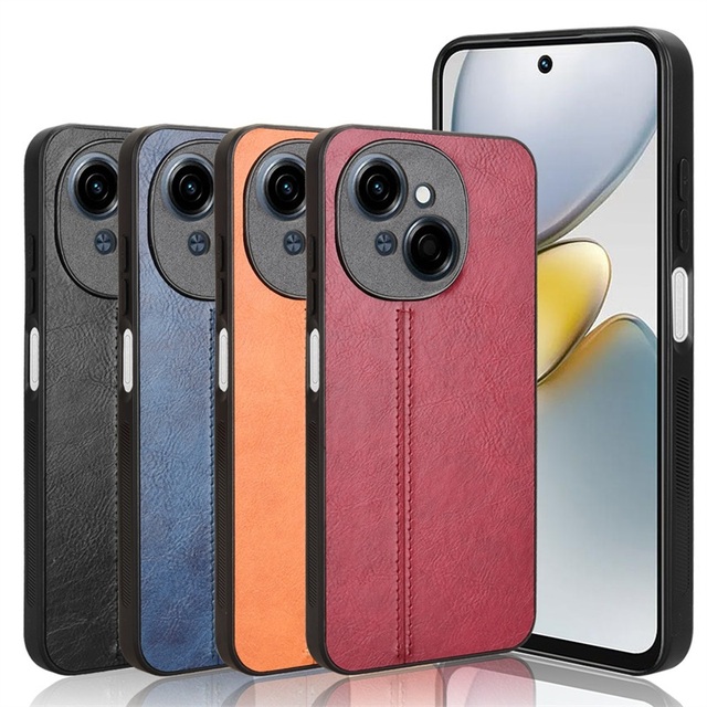 Suture Design Retro PU Leather Phone Case for Tecno Spark Go 1 / Pop 9 4G / Spark Go 2025 Matte Back Cover Protection case