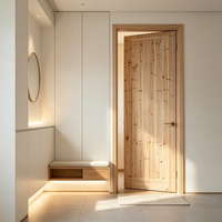 Interior Renovation Solid Cedar Flat Timber Door Eco Friendly Raw Wood Door for Commercial Space
