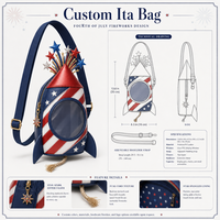 Maßgefertigte Niedliche Feuerwerksform Ita-Tasche Kawaii Patriotische Handtasche Runde Transparente PVC-Fenster Schultertasche für Frauen