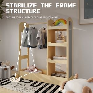 Séchoir à linge en bois massif pour intérieur, simple et robuste, pour salon et chambre, support de vêtements sur pied - Product Image 1