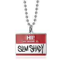 Collar con Colgante de Placa de Identificación Yunnique Slim Shady, Joyería Unisex de Regalo Estilo Hip Hop, Cadena de Eslabones