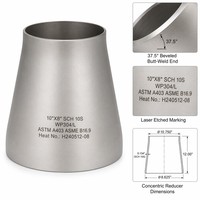 Réducteur excentrique en acier au carbone, à souder bout à bout, à face plate, pour ligne de collecte d'huile et de gaz, SCH40 SCH80 ASME B16.9 ASTM A234 WPB