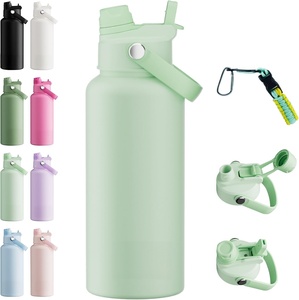 Custom Logo 1L Stainless Steel Double Wall Insulated Vacuum Ceramic Inner Flask 18oz 32oz Powder Coated <b>Sports</b> Water <b>Bottles</b> - Product Image 1