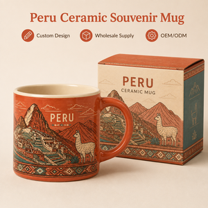 Tazas de Cerámica de Recuerdo Peruanas, Taza de Regalo Turístico Personalizada con Diseño del Patrón de Machu Picchu, Taza de Café de Porcelana, Venta al Por Mayor OEM ODM - Product Image 1