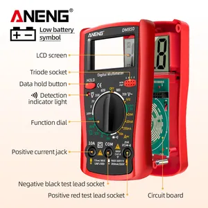 מולטימטר דיגיטלי ANENG DM850 עם 1999 תצוגות, בודק מתח AC/<span class=keywords><strong>DC</strong></span>, זרם והתנגדות עם שמירת נתונים ובדיקת טריודה - Product Image 2