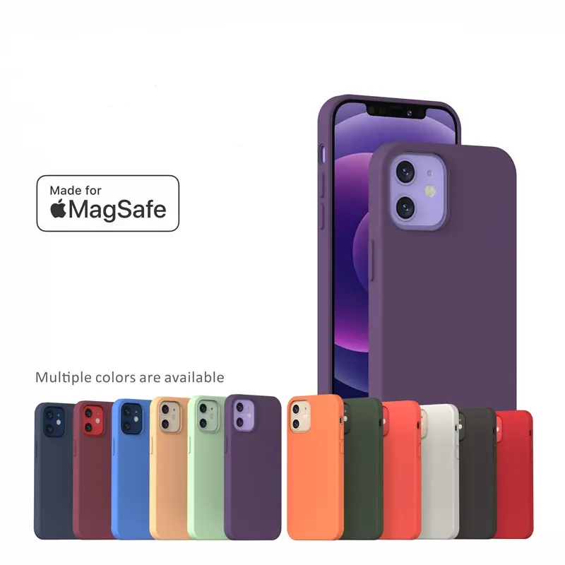 Liquid Silicone MagSafe Attached Phone Case Full Body Protection Cover Case for iPhone 12/12 Pro