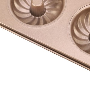 Non Stick Baking Mold 12 Cavity Windmill Donut Cake Pan Gold Color Oven Safe For Cake Making - Product Image 4