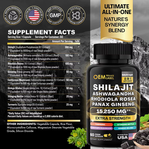 Cápsulas de Shilajit Oem, Minerales Fúlvicos, Ácido de Musgo Marino, Mezcla Natural, Ashwagandha, Tongkat Ali, Complejo de Cápsulas de Shilajit - Product Image 5