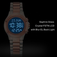 Montre de prière musulmane de luxe unisexe en acier inoxydable avec rappel de l'heure Adhan Azan, chronomètre, cadeau islamique OEM