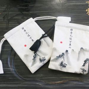 Sac Pochette à Cordon Double Couche en Coton Recyclable Style Chinois Luxueux Populaire pour Bracelets, Bagues et Boucles d'Oreilles - Vente en Gros - Product Image 3