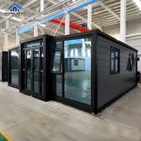 Rumah Prefab Kontemporer 20ft 30ft 40ft dengan Pintu Prancis Berlapis Ganda untuk Vila Liburan Resor Glamping yang Indah