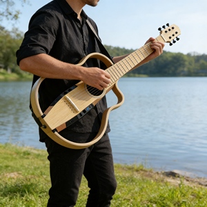 Guitarra Clásica Profesional, Duradera y Silenciosa, con Cuerdas de Nylon y Pastilla Piezoeléctrica, Portátil para Músicos, Viajes y Escenarios - Product Image 1
