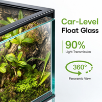 Terrarium en verre pour reptiles avec plateau, double porte coulissante, couvercle hermétique amovible, enclos intérieur large pour gecko léopard