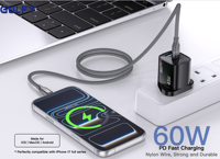 Câble USB-C vers USB-C GULFY 60W PD à charge rapide, 1M, tressé en nylon, pour iPhone 17/16/15 et téléphones Android, synchronisation de données 480 Mbps
