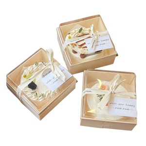 Boîte à lunch jetable personnalisée pour mini-sandwichs, hamburgers, avec couvercle transparent, <span class=keywords><strong>emballage</strong></span> <span class=keywords><strong>alimentaire</strong></span> en <span class=keywords><strong>bois</strong></span>, à emporter, pour gâteaux, sandwichs - Product Image 1