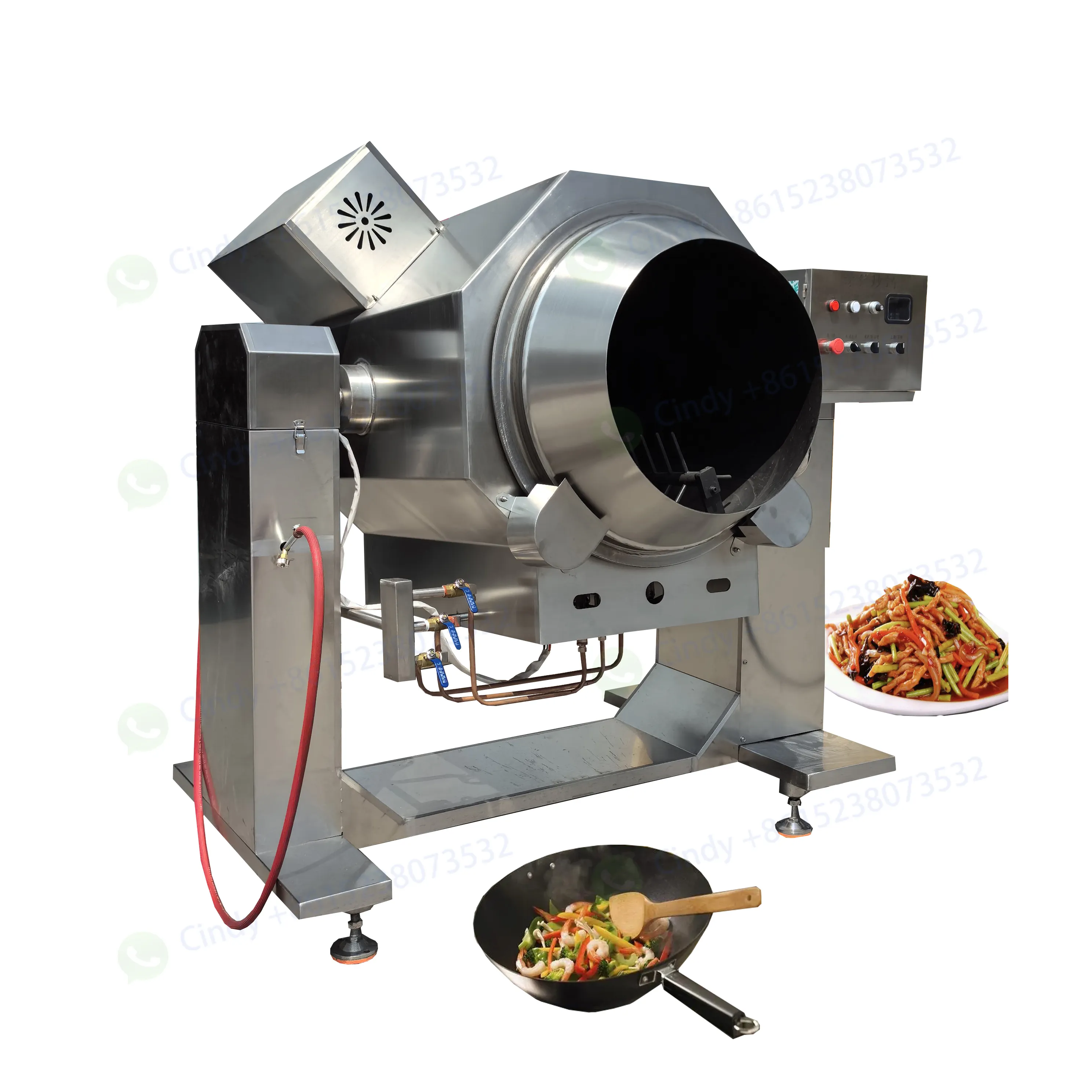 Multi-angle Adjustment Stir Fryer With Magnetic Large-scale roasting and processing equipment for prepared vegetables