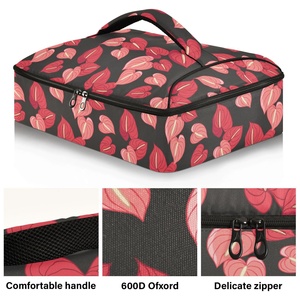 Hawaii Camping Picnic Cooler <b>Bag</b> Potable Custom Print Anthurium Leakproof Insulated <b>Lunch</b> <b>Tote</b> Casserole Carrier <b>Bag</b> for Potluck - Product Image 3