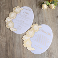Invitations modernes en acrylique blanc et or de fleur romantique de qualité supérieure idées de bricolage cartes d'invitation de mariage faites à la main en acrylique de luxe