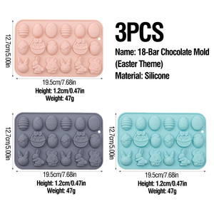 Moules en <span class=keywords><strong>silicone</strong></span> pour chocolat de Pâques, 18 cavités, motifs lapin et œuf, pour bonbons, gâteaux, gelées, glaçons, savons, résine - Product Image 5