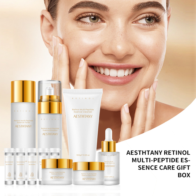 Retinol Anti-Wrinkle Pore Shrinking Multi Peptide Face Cream & Serum Gift Box for All Skin Types
