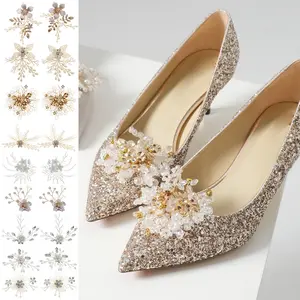 Handmade Pearl Crystals Flower Decorated Wedding Accessories Lady Shoes Clip