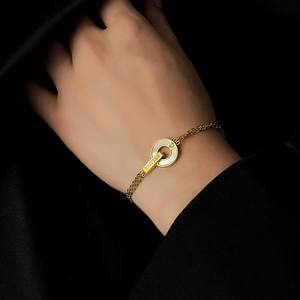 FY Fashion Schmuck Armbänder für Damen und Mädchen Minimalistisches Mehrreihiges Kettenarmband aus Edelstahl mit Geburtsstein-Anhänger Kleeblatt Herz - Product Image 2