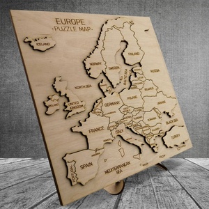 Puzzle in legno con mappa europa 3d tagliata al Laser, mappa in legno giocattolo educativo, mappa del paese in legno - Product Image 2