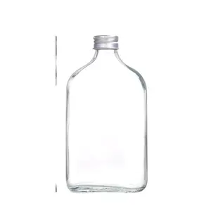 50ml 100ml 200ml 250ml 500ml Recyclable Clear Flat Wine Bottle Cold Brew Coffee Juice Glass Bottle With Aluminium Cap