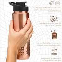 Bouteille d'eau en cuivre pur martelé de 34 oz, récipient ayurvédique pour boire, réutilisable, en métal, pour la maison, le bureau, les voyages et le fitness