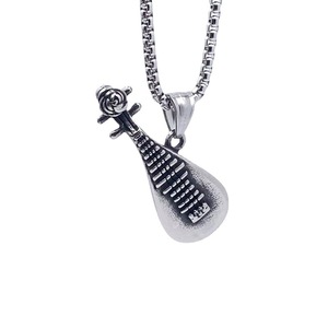 Chinese Style <b>Titanium</b> Steel Pipa Pendant Unisex Stainless Steel Necklace 2160145 - Product Image 1