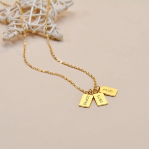 Placa con Nombre Personalizada, Chapada en Oro, con Proverbios Ingleses, Frases Inspiradoras, Colgante Rectangular, Collar de Acero Inoxidable, Joyería al por Mayor - Product Image 2