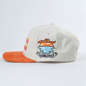Casquette 5 panneaux de haute qualité en gros, personnalisable avec logo brodé, structure rigide, en velours côtelé et 100 % coton - Product Image 3