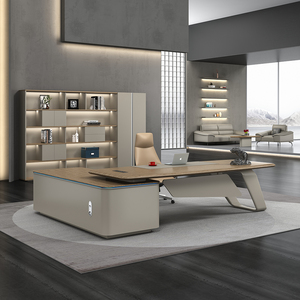 Meubles de bureau, table moderne en MFC, bureau de direction en forme de L, mobilier de bureau pour PDG et cadres - Product Image 6