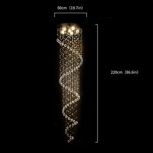 Plafonnier <span class=keywords><strong>LED</strong></span> en <span class=keywords><strong>spirale</strong></span> de cristal post-moderne, luxueux, pour escalier, Villa, hôtel, appartement - Product Image 2