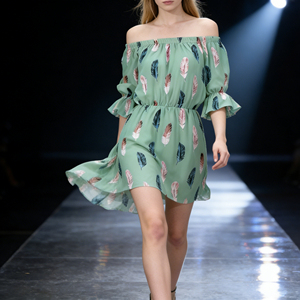 Vestido Midi Elegante Personalizable 2026 con Corte en A para Mujer, Moderno con Estampado de Plumas, Manga Abullonada, Casual/Oficina, Todas las Tallas - Product Image 5